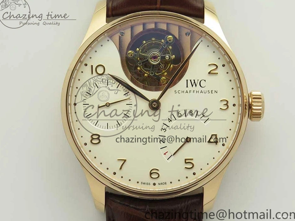 MIROTIME 0217 Portuguese Tourbillon IW5046 RG ZF Best Edition White Dial on Brown Leather Strap UrbanStyle 7144